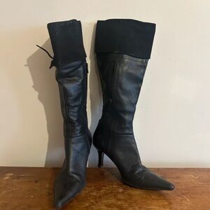 Black Leather Knee-High Boots